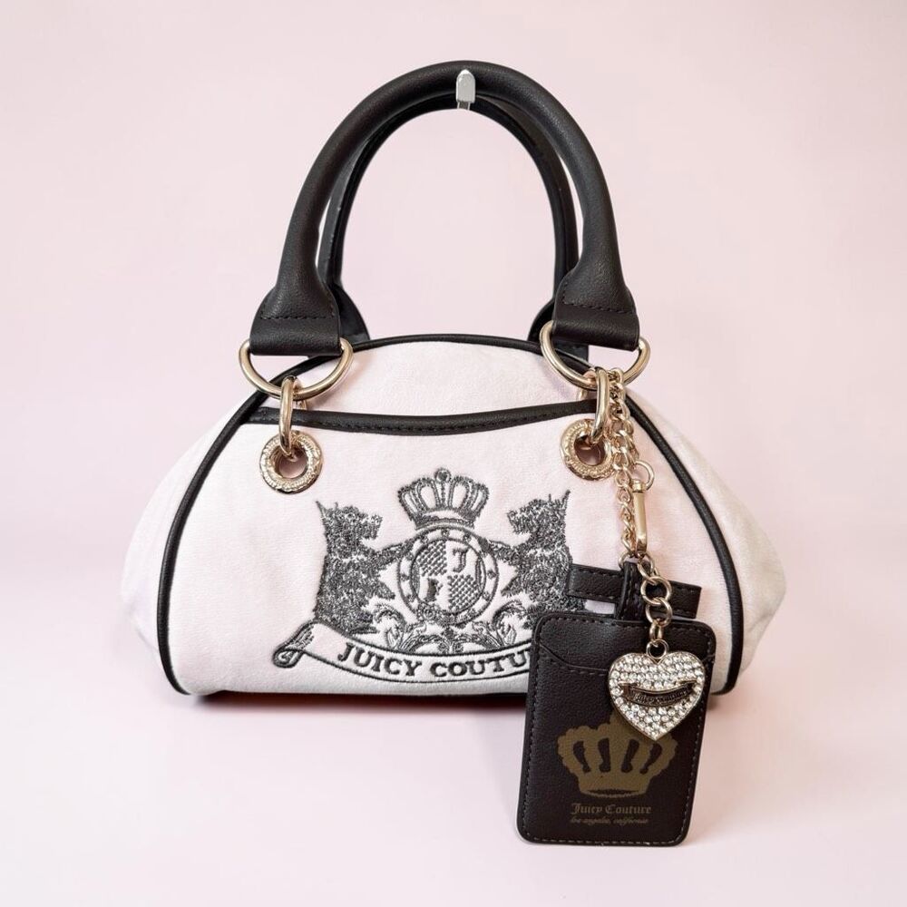 Juicy Couture Pale Pink Brown Classic Scottie Dog Satchel Handbag